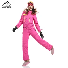 Женский цельный лыжный костюм Сноуборд костюм сиамская Лыжная куртка-30 градусов уплотненный водонепроницаемый ветрозащитный женский лыжный костюм s