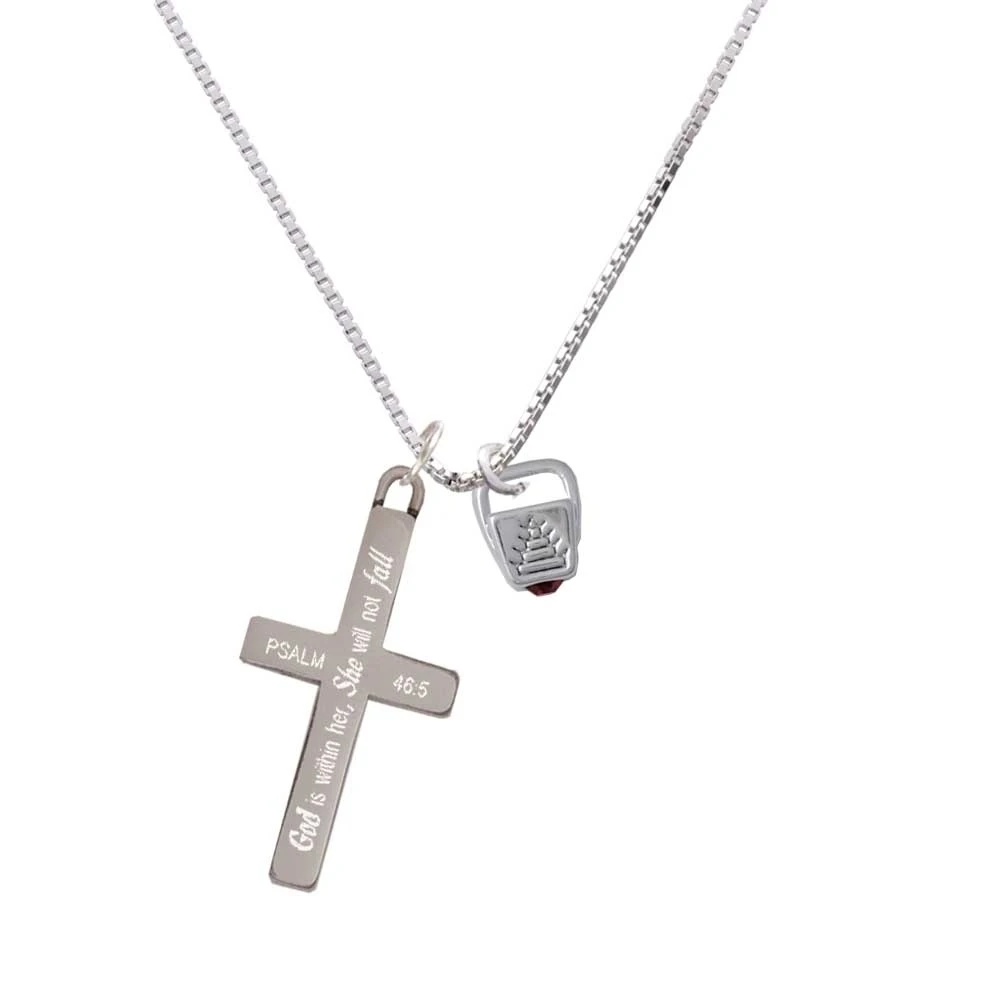Chinese Take Out Box with Crystal - She will not Fall - Cross Necklace