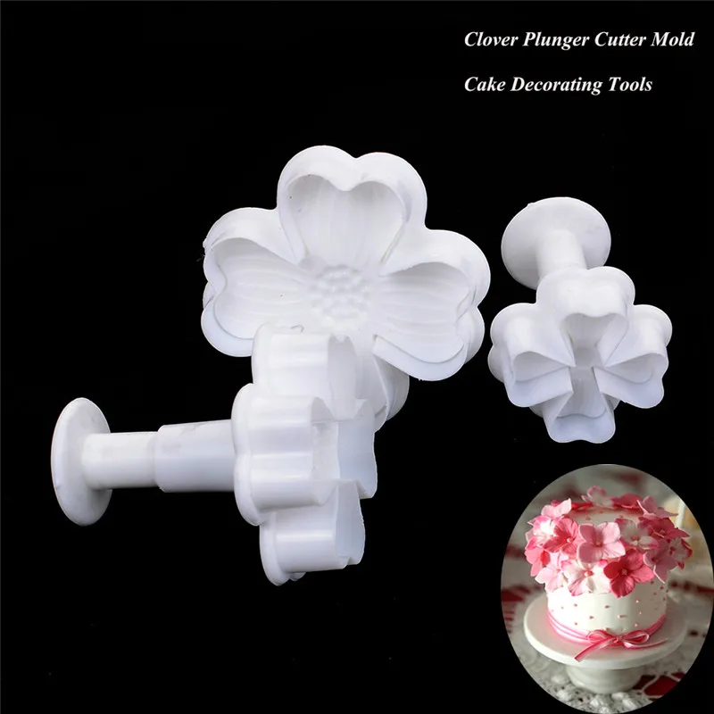 

3Pcs/Set Fondant Plunger Cutter Molds Kitchen DIY Embossed Stamp Fondant Cake Cookie Decorating Tools Free Shipping