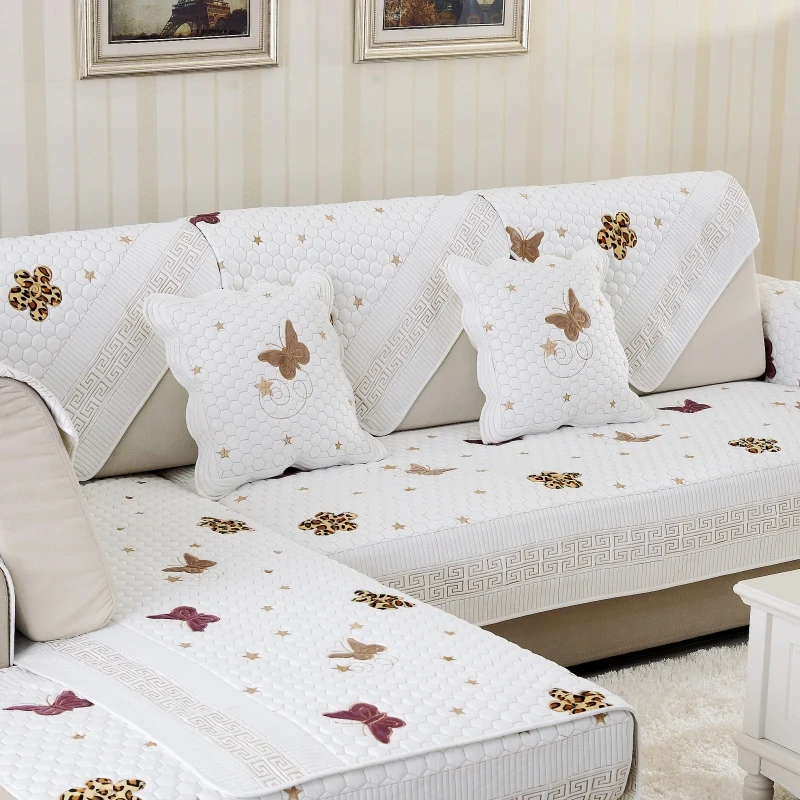 Home Textile Fabric Furniture Cover 100 Cotton Sectional Sofa Home Textile Fabric Furniture Cover 100 Cotton Sectional Sofa Covers White Beige Plaid Blanket Nonslip Cushions For Sofas