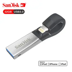 SanDisk USB Флешка 32 ГБ OTG USB3.0 SDIX30N флэшки lightning USB-накопитель для iPhone x 8 iPad iPod APPLE MFi