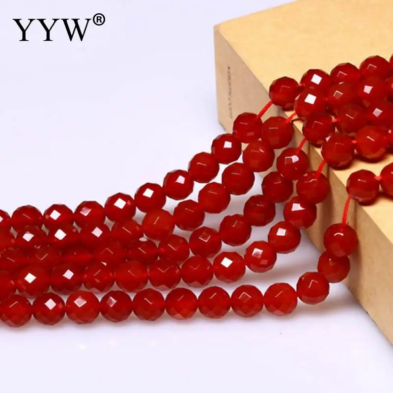 Natural Red Stone Beads for Jewelry Making Faceted 6 8 10 12mm Round