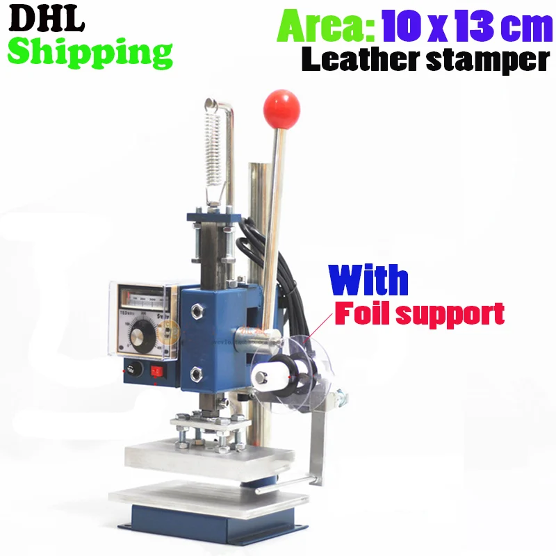 

DHL ship Hot foil stamping machine leather deboss machine 2 in 1, 10x13cm 220V+Customized debossing die+Foil+adhesive tape kits