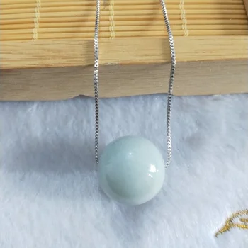 

Yu Xin Yuan Jade Pendant round bead 925 silver necklace Lucky Blessing Necklace Women Men Gifts Hot 2017
