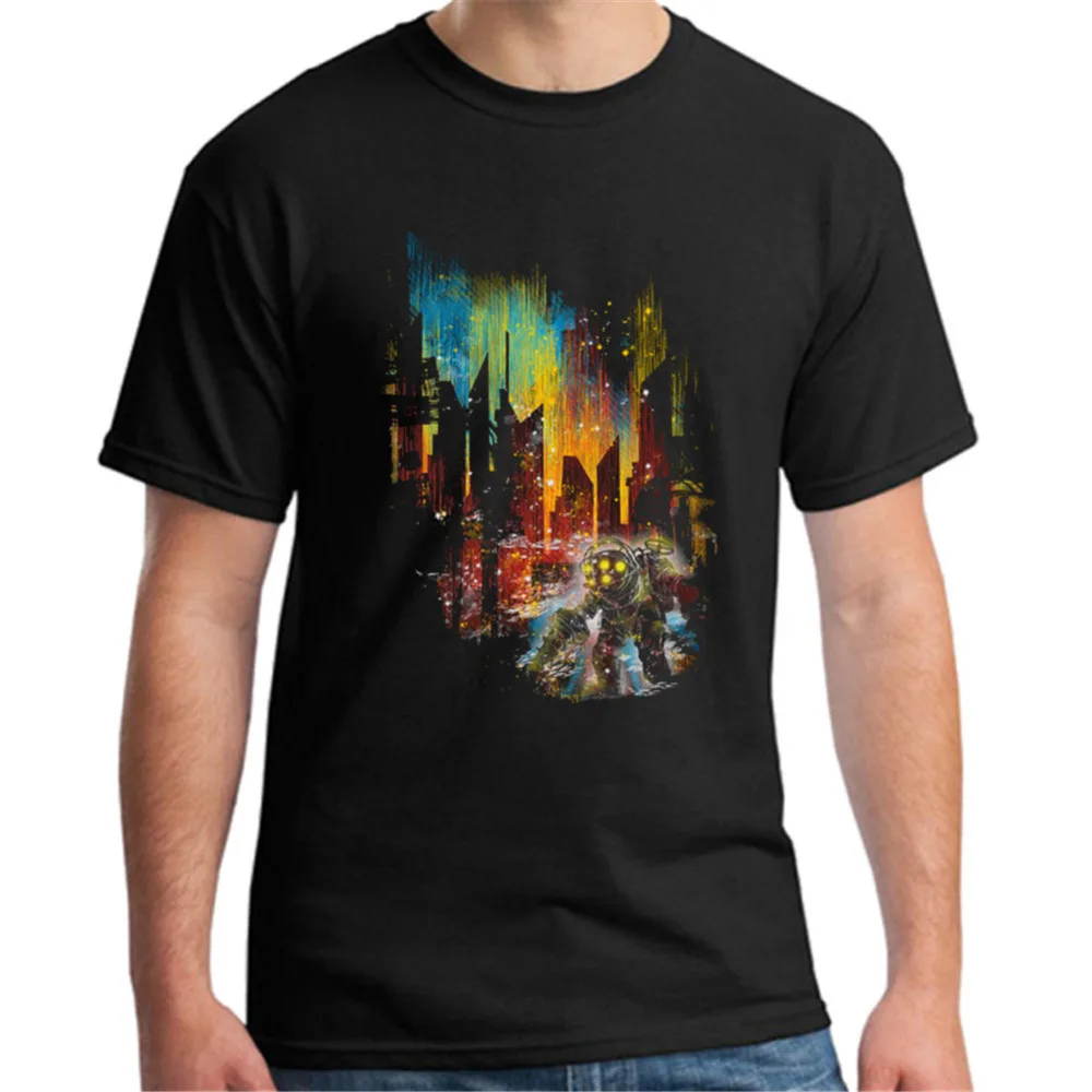 

Bioshock leaving rapture men T shirt Short Shooting Game BioShock Printing Unique Short Sleeves Shirt Top Tees