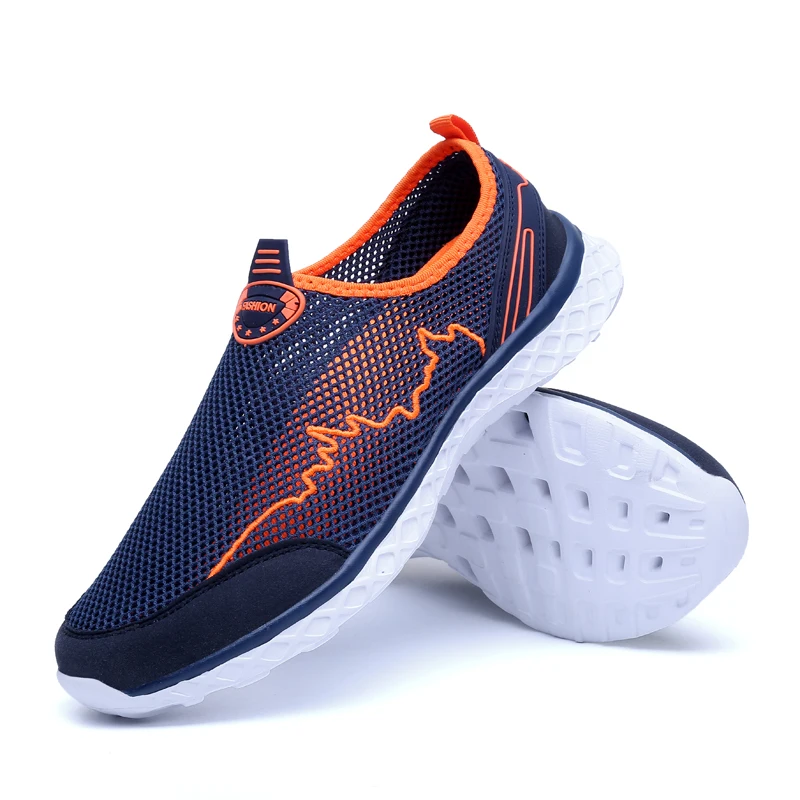 JUNSRM/Летняя легкая дышащая Уличная обувь для мужчин и женщин; сетчатая пляжная быстросохнущая водонепроницаемая обувь для рыбалки - Цвет: Blue