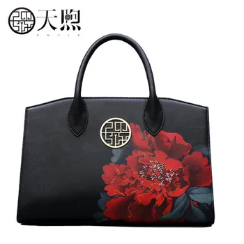 

Hot new fashion Peony printing luxury handbags women bags designer Leather women tote handbags shoulder Bags