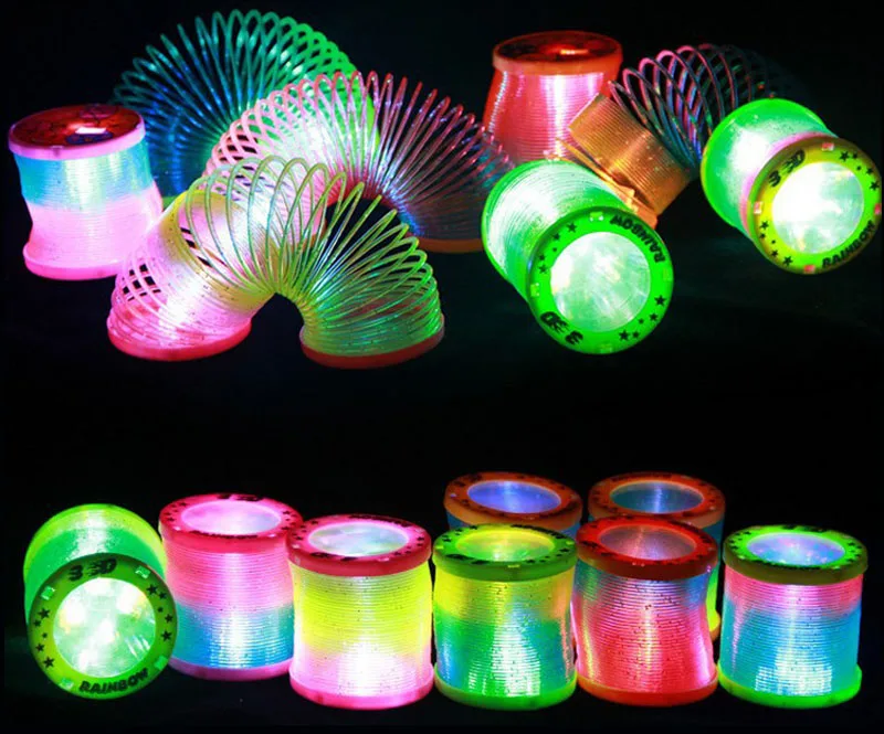 New magic rainbow circle luminous luminous rainbow circle flashing circle magic spring ring toy