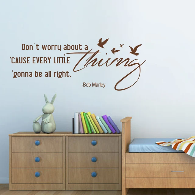Dont Worry About A Thing Bob Marley Song Lyrics Quote Wall Stickers Dont Worry About A Thing Bob Marley Song Lyrics Quote Wall Stickers Home Decor For