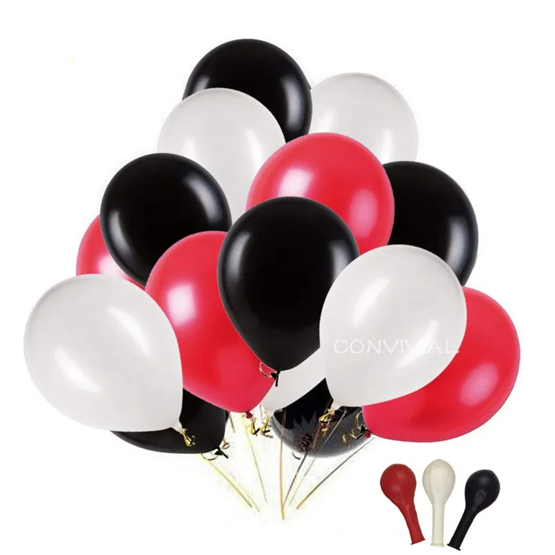 12 шт Розовый Белый прозрачные воздушные шары Латекс Гелий Happy День рождения наборы; детский душ свадебные декоративные шарики события - Цвет: Black Red White