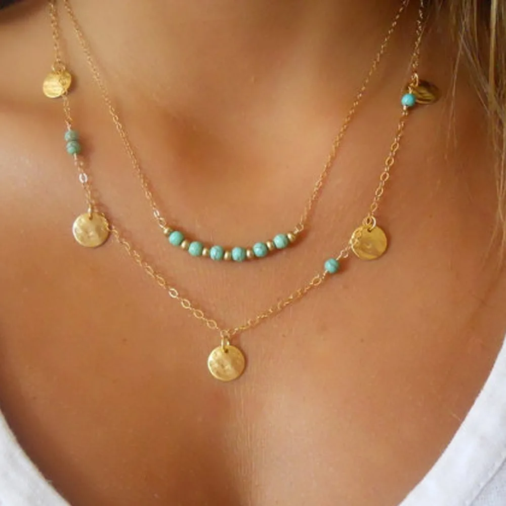 

Kolye Choker Coin Chains With Chain Retro All Collocation Multilayer Bohemian Pendant Necklace Charm Ladies Jewelry Wholesale