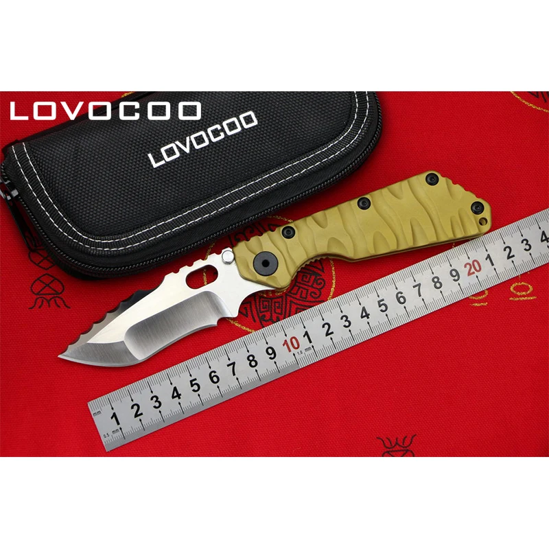 

LOVOCOO ST SMF 2017 High Qualit Flipper folding knife D2 blade Titanium handle Outdoor camping hunting pocket knives EDC tools