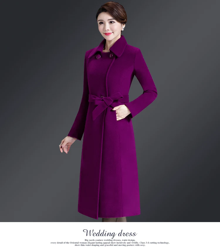 Middle Aged Women Winter Long Wool Coats And Jackets For Female 2018 Elegant Overcoats Wool Outwear Jacket Button Pocket AS071 (2)