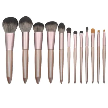 

Makeup Brushes Set Cosmetic Powder Eye Shadow Foundation 12 Pcs Wooden Handle Coffee Powder Eyeshadow Makeup Brush Set jl0325