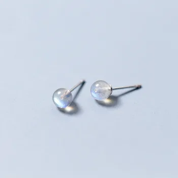 

925 Sterling Silver Moonstone Stud Earrings For Women Hypoallergenic Wedding Jewelry Gifts Female Pendientes Brincos A111