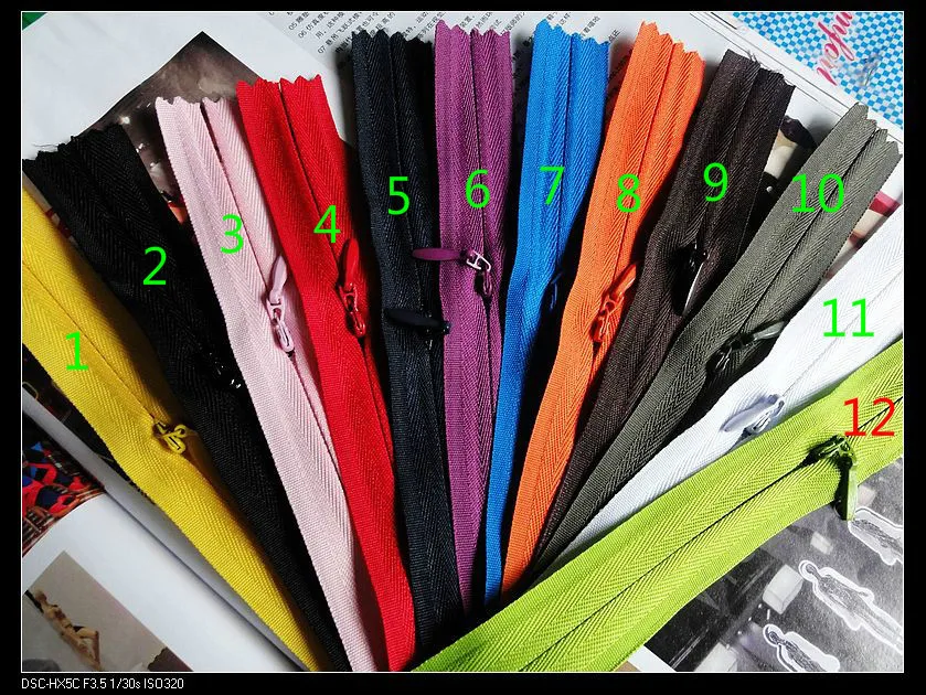 Free shipping 3 nylon zipper 12 colors 40cm 20pcs/lot zipper for