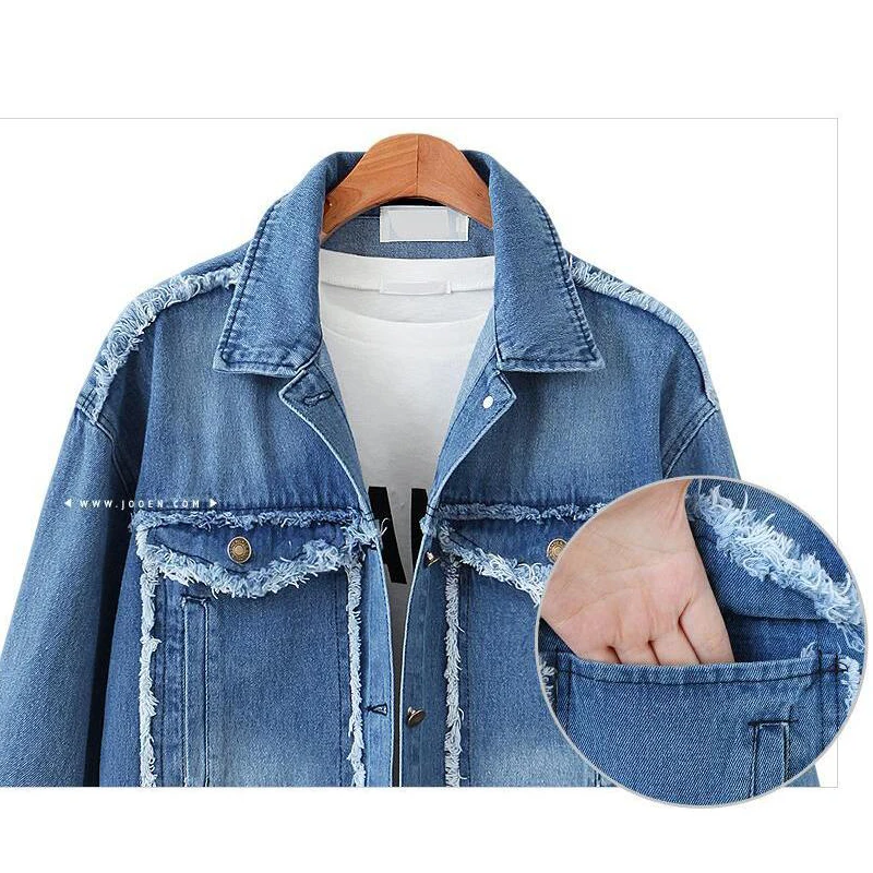 Greatest  Large size 5XL 2018 Autumn Winter Women Denim Jacket Long Sleeve Short Jeans Coat For Women Burrs B