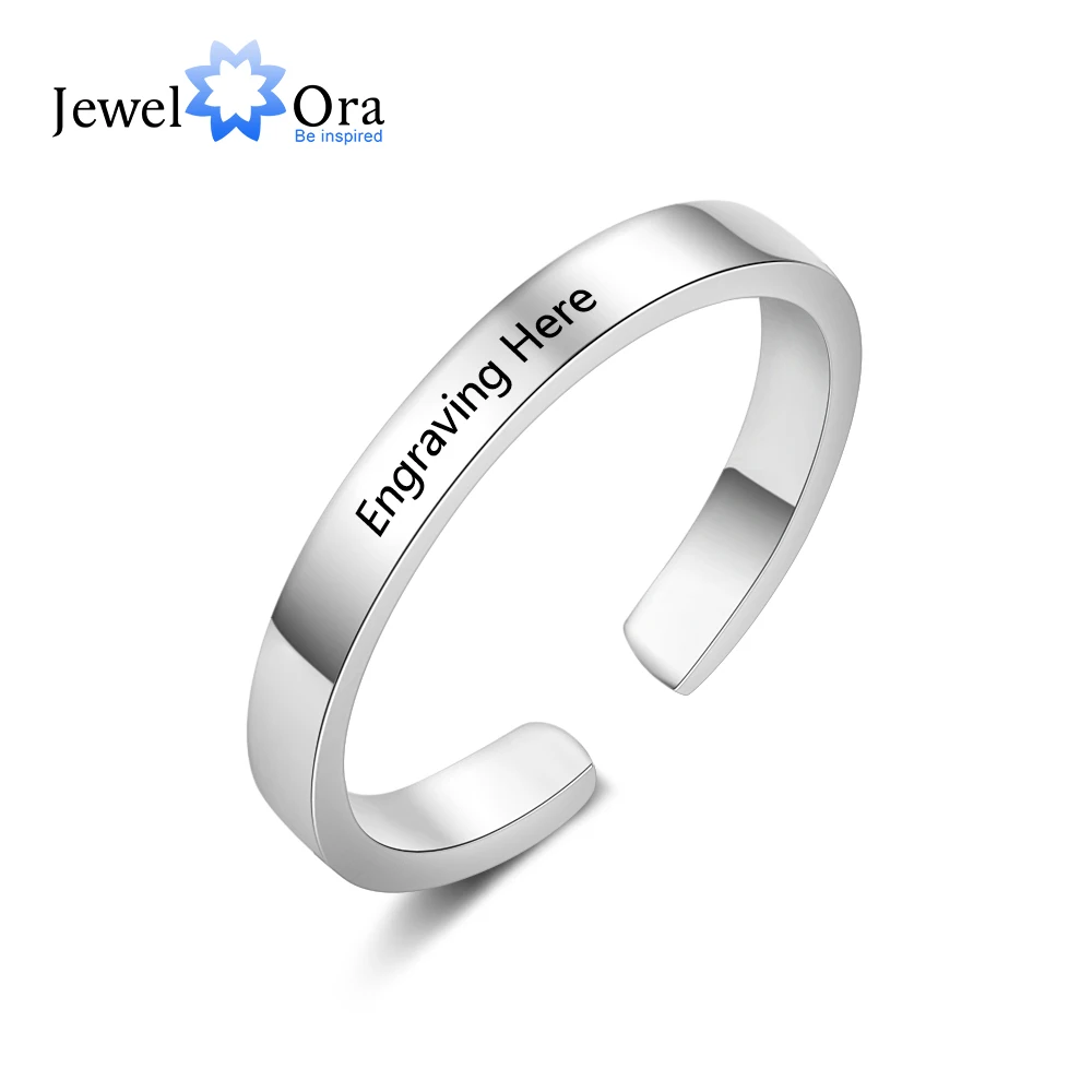 

Classic Personalized Gift Engraved Name Stainless Steel Adjustable Rings For Lovers' Anniversary Jewelry (JewelOra RI103754)