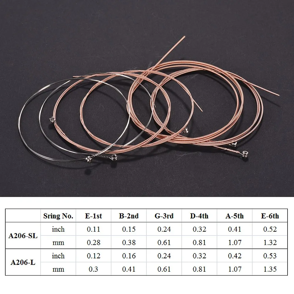 Алиса A206-SL супер легкие акустические Струны для гитары Набор из нержавеющей стали Струны для 36 дюймов-42 дюймов акустические гитары упаковка из 6 шт