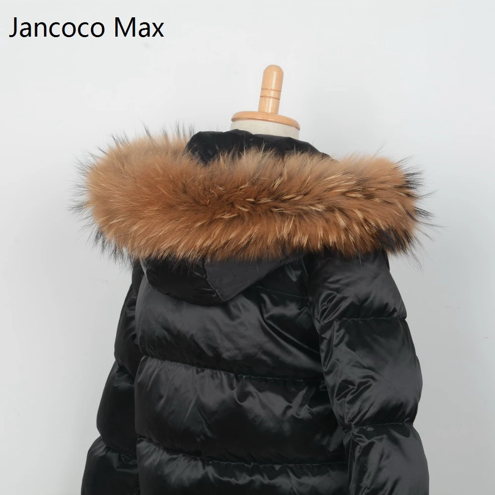 Jancoco Max+ подкладка 65 см настоящая отделка мехом енота воротник для детей взрослых пальто с капюшоном Мода S1690