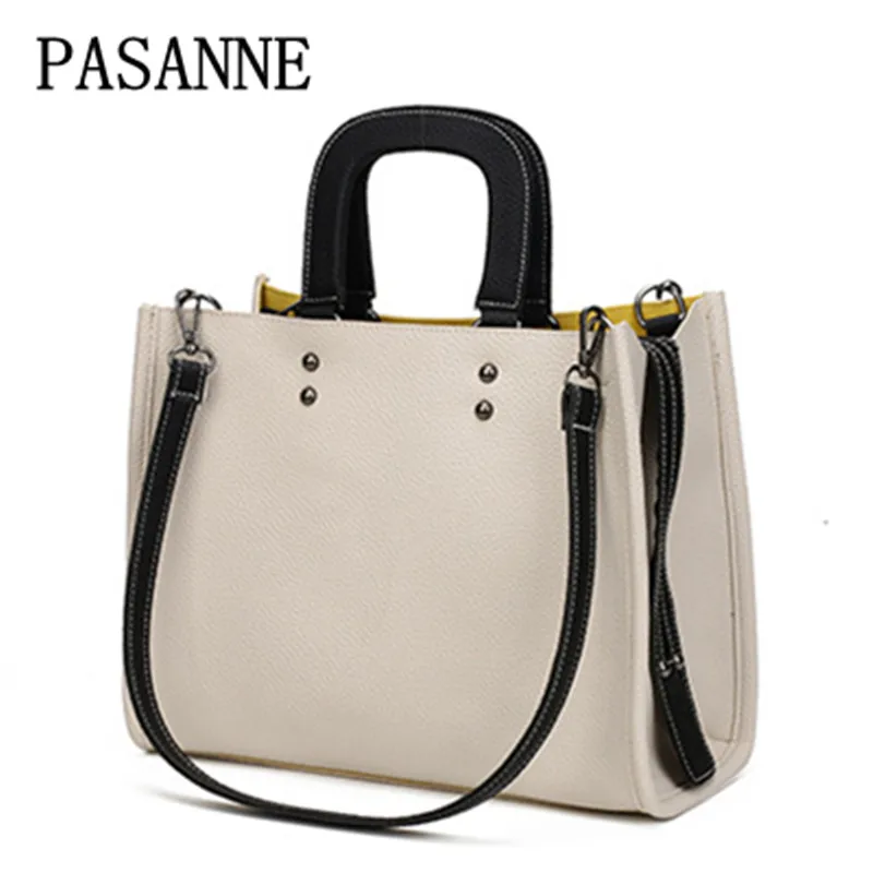 

New Tote Bag Woman Handbag Shoulder Bags PASANNE Brand Leather Causal Large Capacity Crossbody Ladies Women Handbags