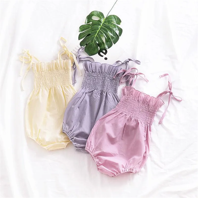 

Pure Cotton 2019 Newest Toddler Infant Kids Baby Romper Girls Gallus Jumpsuit drop shipping Children Rompers Babies Clothes