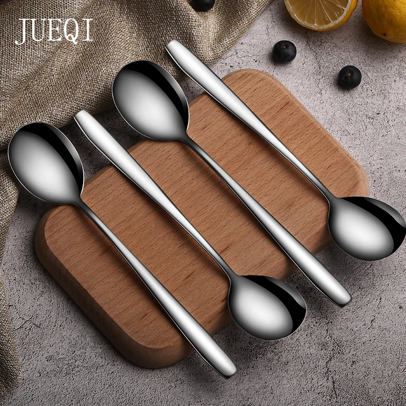 

JueQi 304 Stainless Steel Spoon Creative Long Handle Ice Cream Spoon Korean Style Ice Cream Rice Spoon