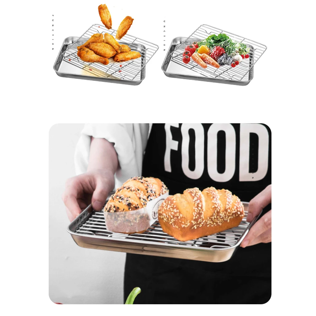 Stainless Steel Baking Tray & Removable Cooling Rack Set