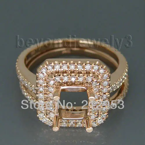 

Vintage Princess 6mm 14kt Rose Gold Setting Wedding Band Ring Semi Mounting Jewelry for Women Christmas Loving Gift R0014
