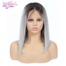 Королева Любовь волос монгольский Короткий прямой парик Боб человеческих волос 1B 99J#27 розовый синий серый волосы remy 13*4 парик шнурка фронта Боб