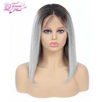 

Queen Love Hair Mongolian Short Straight Bob Wig 100% Human Hair 1B 99J #27 Pink Blue Grey Remy Hair 13*4 Lace Front Bob Wig