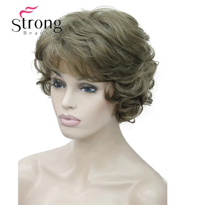 Короткие Толстые волнистые светлые выделяет полный синтетический парик женские парики