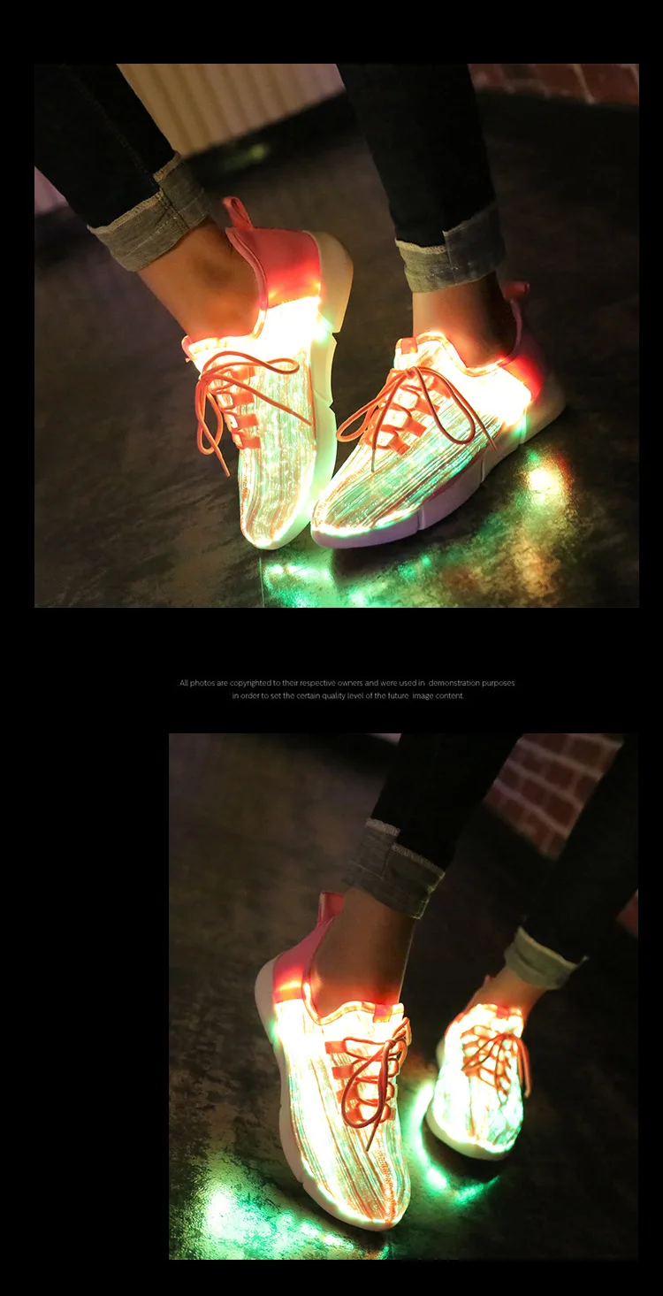 7ipupas Новая повседневная обувь волоконно-оптическая ткань и эластичная подошва удобные USB заряжаемые светодиодные туфли для женщин и мужчин кроссовки