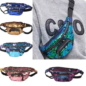 

Mnycxen Unisex Outdoor Sport Casual Double Color zipper European and American Tide Sequins Unisex Waist Pack marsupio donna A30
