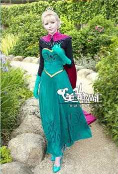 

New adult elsa costume Snow Queen Elsa Outfit Coronation Dress Cosplay adult Costume Free Crown