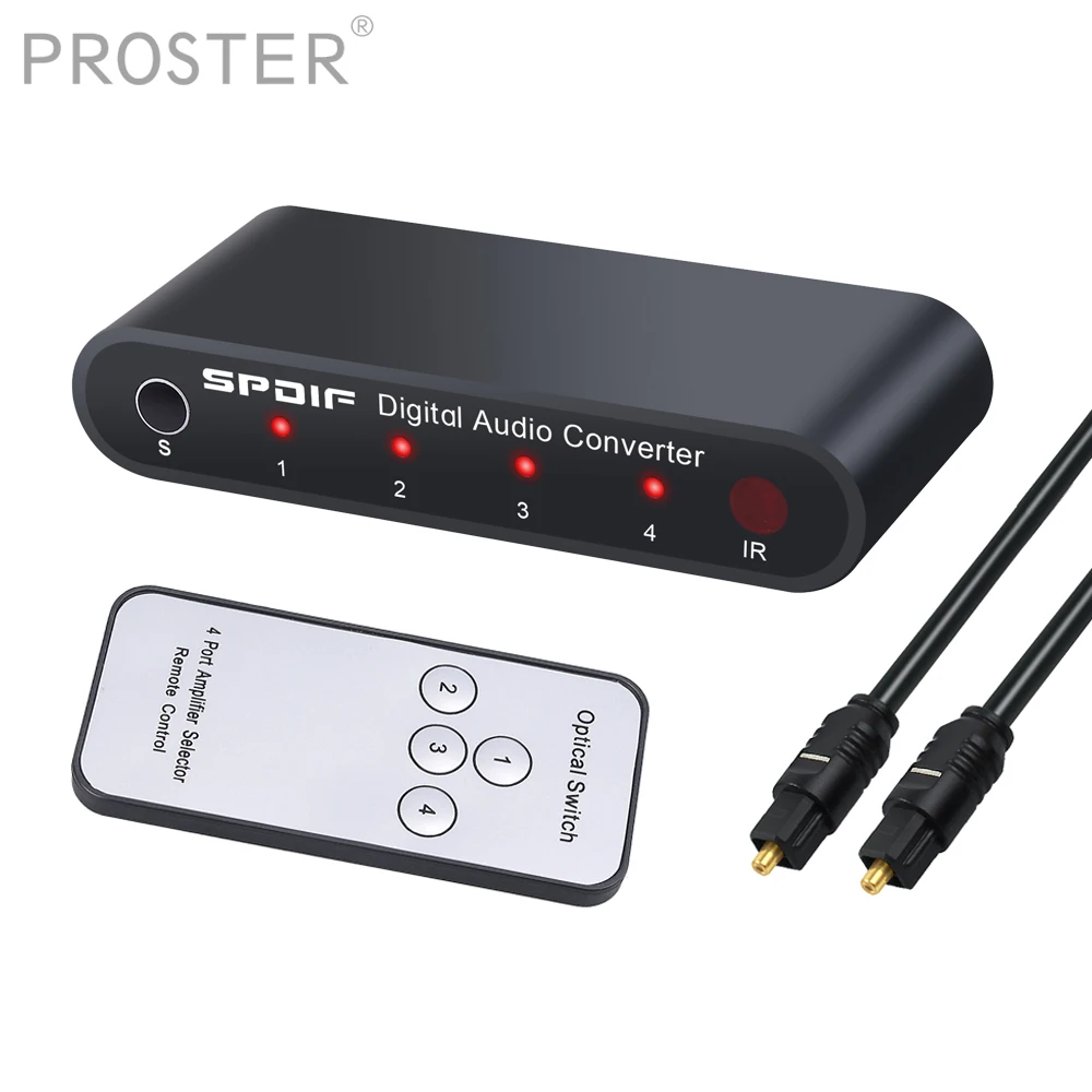 

Proster SPDIF TOSLINK Digital Optical Audio for toslink adapter 4x1 SPDIF Toslink Switch Audio Switcher Converter with Remote