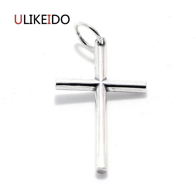 

925 Sterling Silver Jewelry Crosses Pendant Fashion Smooth Charm Punk Round Necklace For Men And Women Creative Chain 144