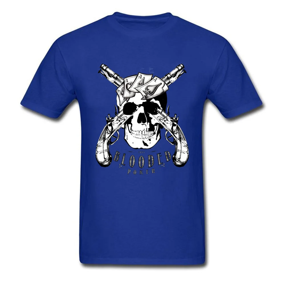Blooded Skull Poker O Neck T Shirt NEW YEAR DAY Tops & Tees Short Sleeve Coupons Pure Cotton Gift Sweatshirts Summer Men's Blooded Skull Poker blue