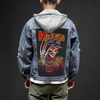 

Bloodhoof Store Misfits Rock And Roll Death Heavy Hardcore Punk Style Patch Designs Denim Jeans mens Jackets And Coats
