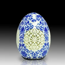 Красивая Голубая и белая фарфоровая декоративная ваза "яйцо" Цзиндэчжэнь