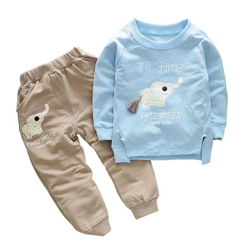 

Baby Girls Clothing Set Kids Cartoon Elephant Outerwear Infant Tracksuit Cotton Full Sleeve T-shirt+Pants Children's Sport Suits