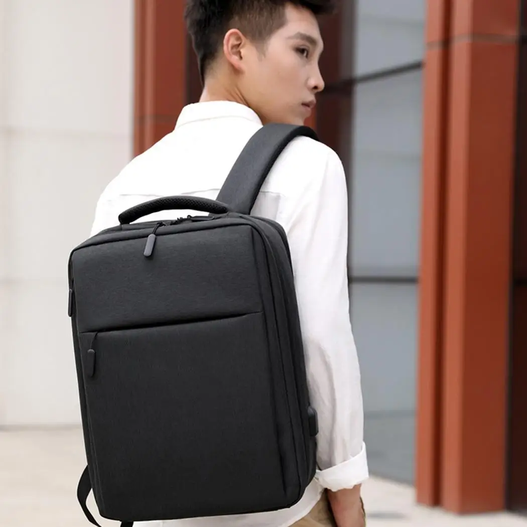 

USB Charging Laptop Backpack Oxford Cloth School Solid Polyester Double Grey, Black Shoulder Zipper Bag