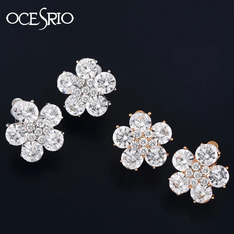

2019 Luxury Rhinestone Opal Flower Non Pierced Clip On Earrings For Woman Cuff Earrings Wedding Party Fashion Jewelry ers-q64