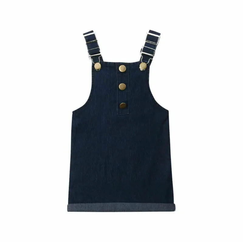 

Fashion New Kids Baby Girls Suspender Strap Denim Dress Summer Sleeveless Buttons Cuff Dress Solid Sling Sundress 0-4Y