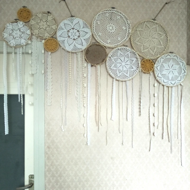 

Free Shipping Handmade Dolly Dream Catcher Set Room Hanging Art Decorated Set Wedding Photo Garaphy Props Engagement Party Decor