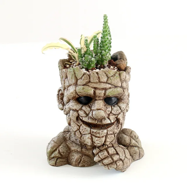 GLLead Groot Смола Цветочный Горшок милый кашпо фигурки дерево человек креативная модель игрушки ручка горшок сад цветочный горшок украшение дома - Цвет: Style G