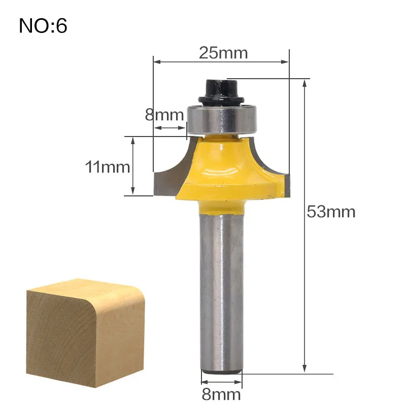 1 шт. 8 мм хвостовик дерево прямой маршрутизатор Концевая фреза триммер Чистка заподлицо отделка угловая круглая бухта коробка биты фрезы Инструменты - Длина режущей кромки: NO 6