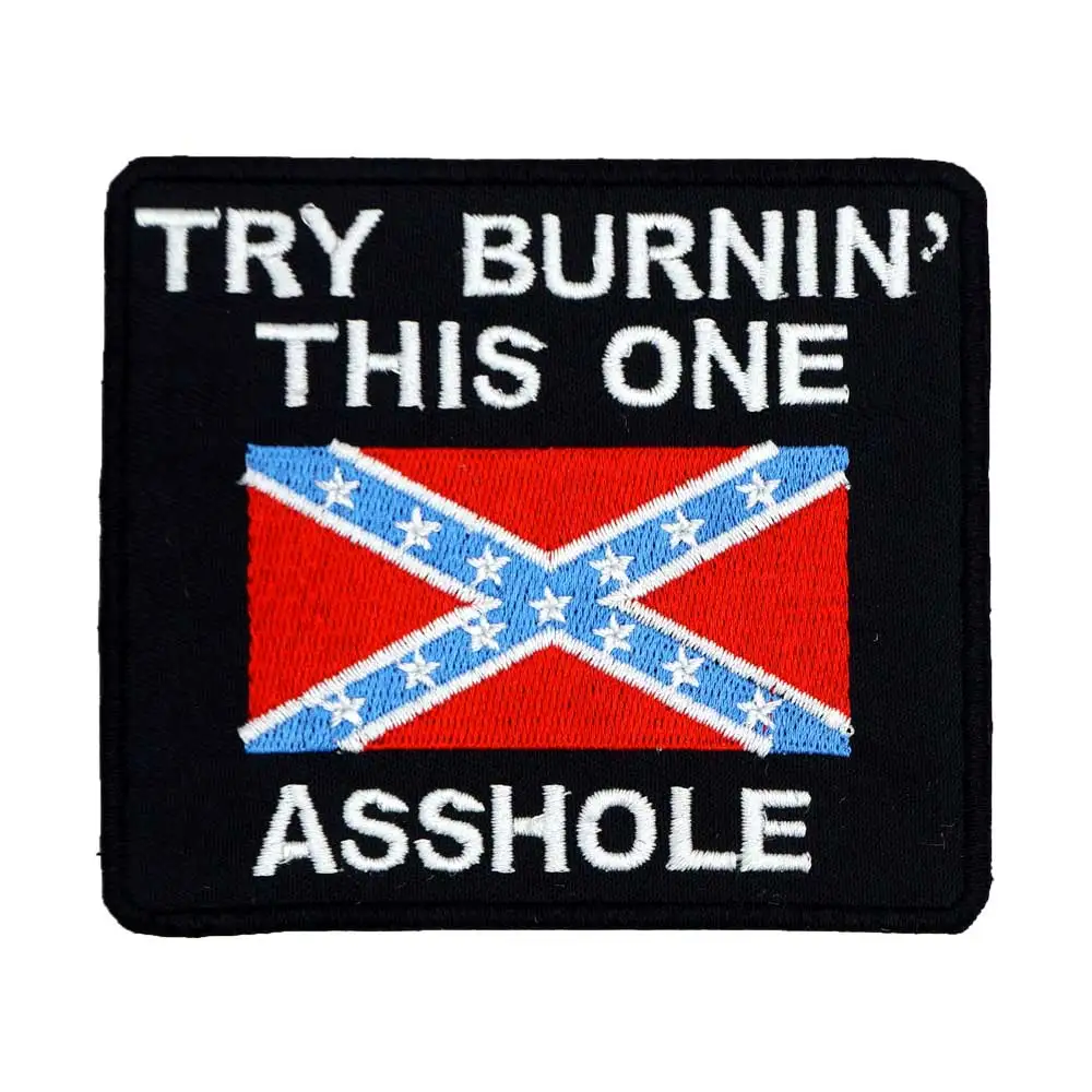 

TRY BURNING THIS ONE Patch Embroidered Applique Sewing Label punk biker Patches Clothes Stickers Apparel Accessories Badge