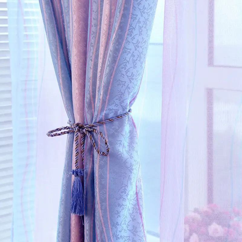 Цветные полосатые занавески для детской спальни, современные градиентные жаккардовые оконные прозрачные тюлевые занавески для гостиной, занавески, тканевые wp149-30