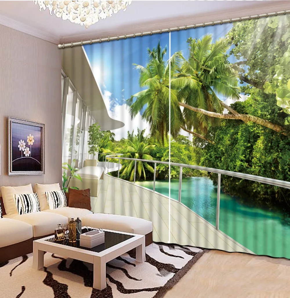 

2016 Photo Customize size Curtain window room sea view Balcony Home Decoration